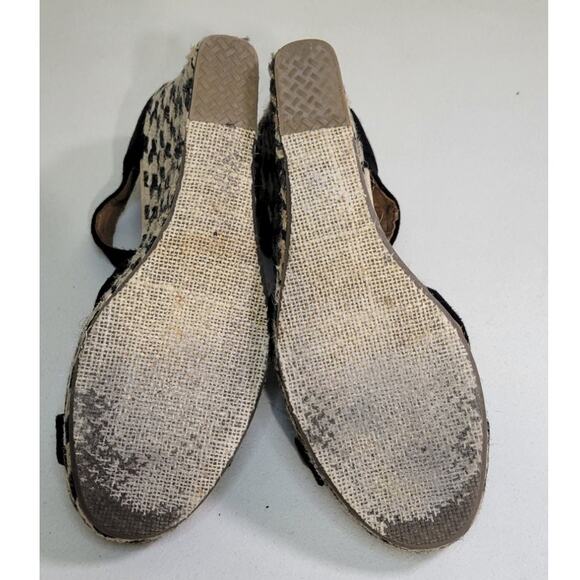Toms Sandals Womens 9.5 Espadrilles Black & Tan Wedge Sandals Canvas 3.5 in Heel - Picture 8 of 10